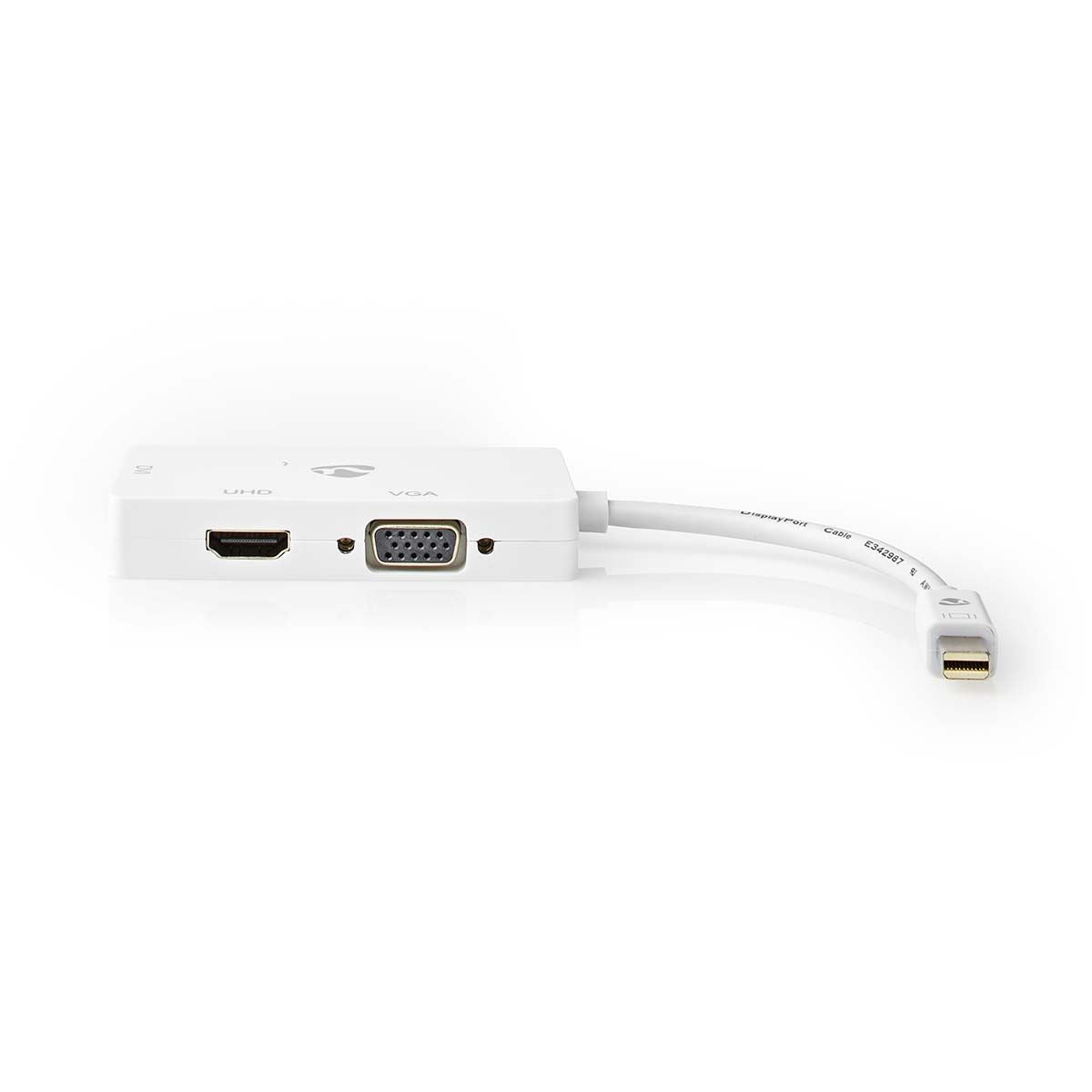 Nedis DisplayPort Adapter | Mini DisplayPort Male | DVI-D 24+1-Pin Female / HDMI™ Output / VGA Female | 4K@60Hz | Nickel Plated | Switchable | 0.20 m | Round | ABS | ABS | White | Box