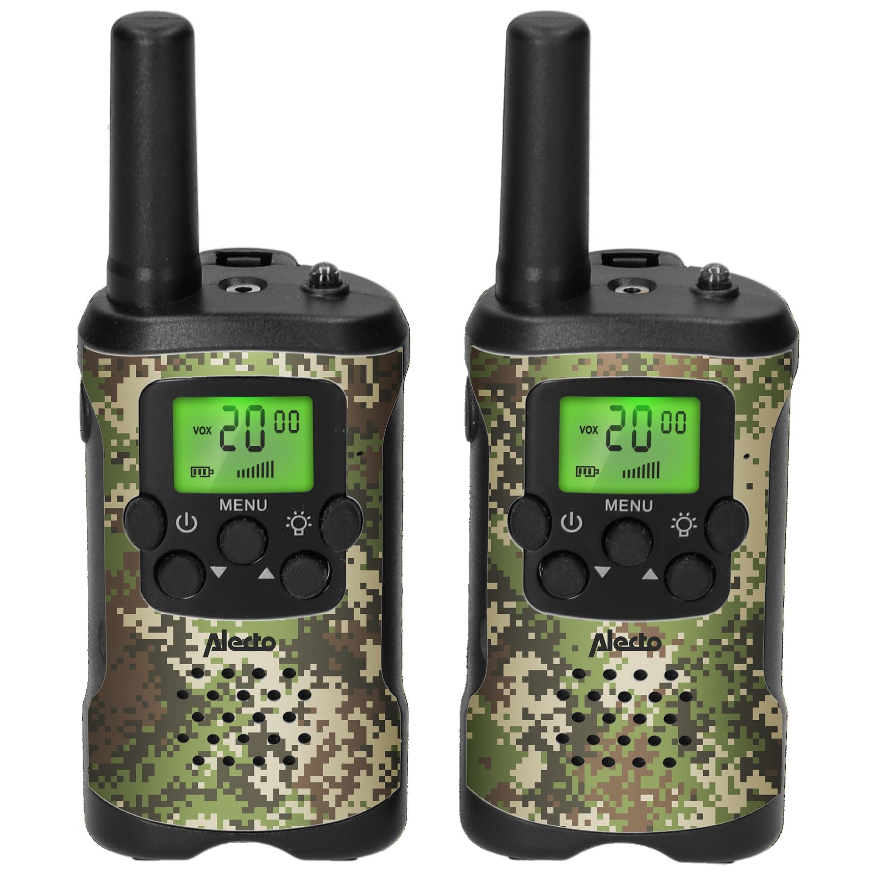 Alecto Walkie-Talkie Set | 2 Handsets | Up to 7 km | LCD | Frequency channels: 8 | VOX | up to 3 Hours | Camouflage