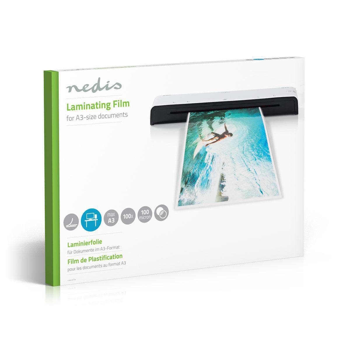 Nedis Laminating Film | A3 | Thickness: 100 µm | Packed per: 100 pcs | Plastic | Transparent