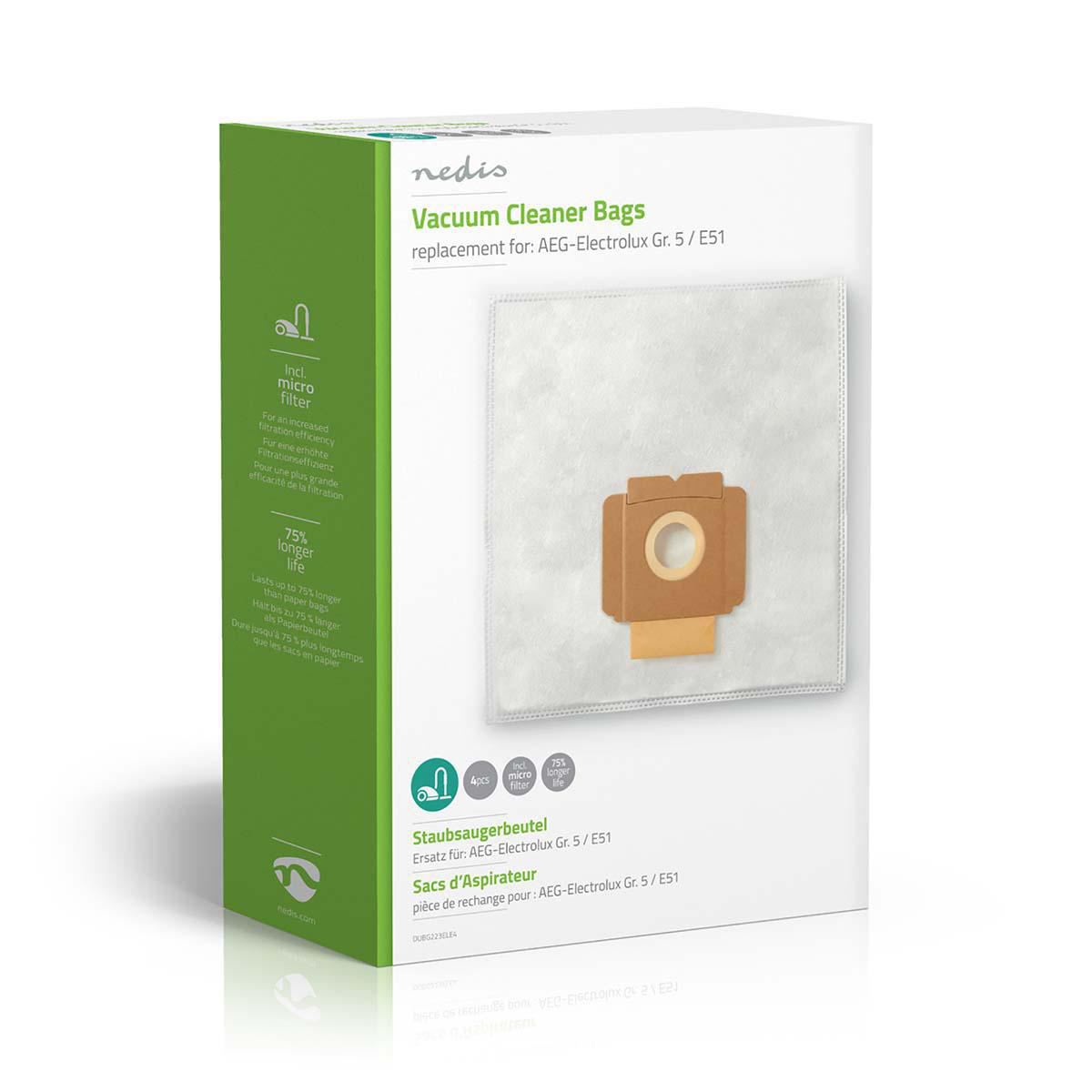 Nedis Vacuum Cleaner Bag | 4 pcs | Synthetic | Most sold for: Electrolux | White