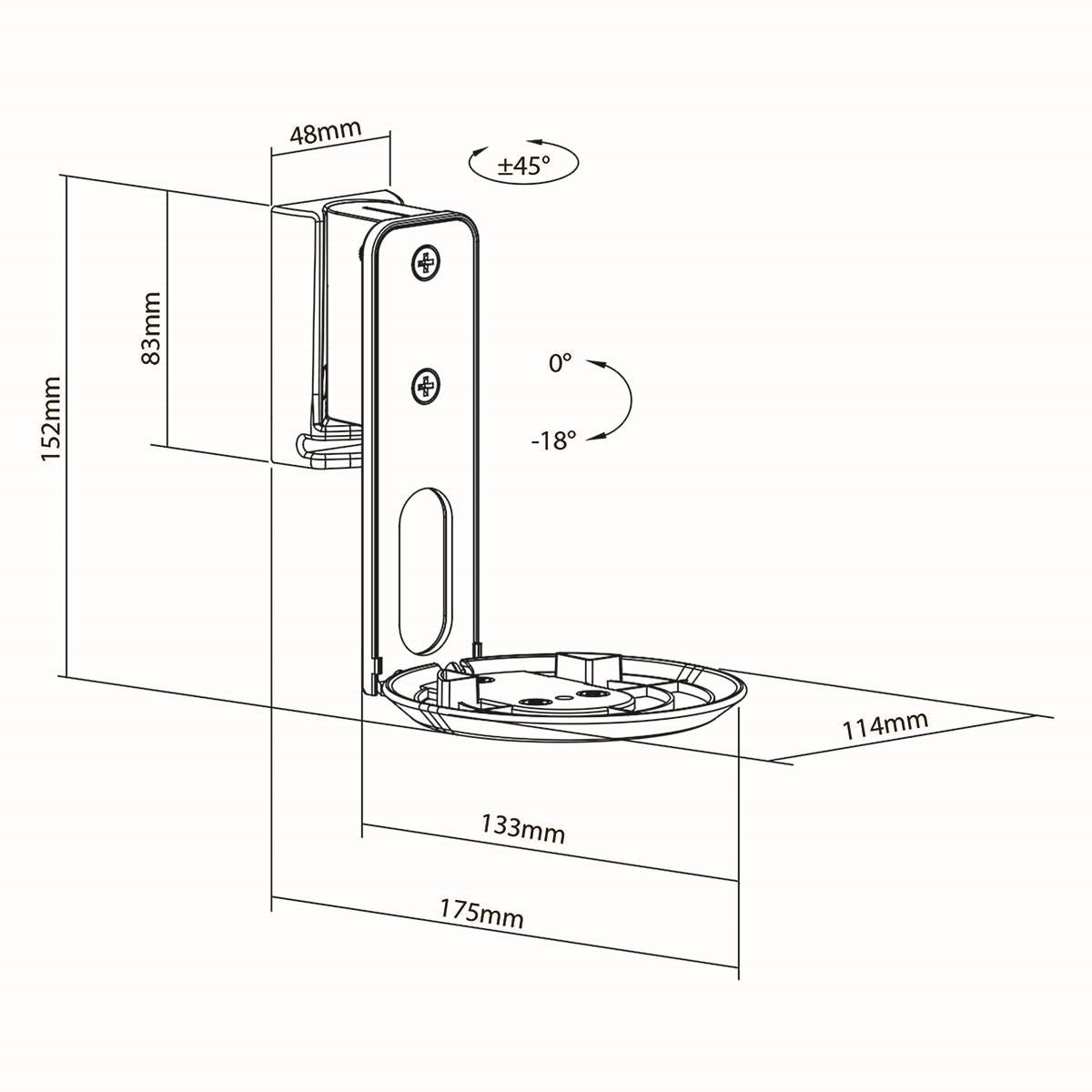 Nedis Speaker Wall Mount Bracket for Sonos Era 100, with Adjustable Tilt Swivel, Max. Capacity 3kg - Black