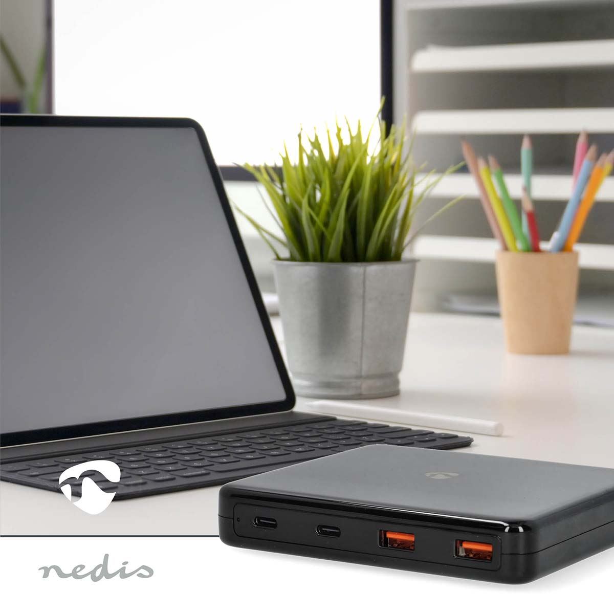 Nedis Desk Chargers | 65 W | GaN | 1.5 / 2.0 / 2.5 / 3.0 / 3.25 A | Number of outputs: 4 | USB-A / USB-C™ | Euro | 1.50 m | Automatic Voltage Selection