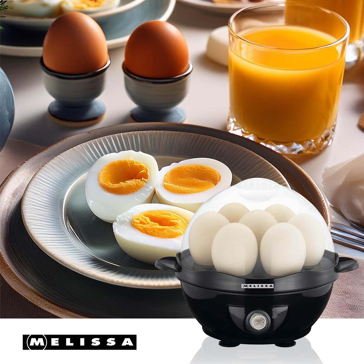 MELISSA Electric Egg Boiler Steamer for Eggs 360W Automatic Egg Boiler Electronic Omelette Maker Poacher for 7 Soft, Medium & Hard Boiled Eggs
