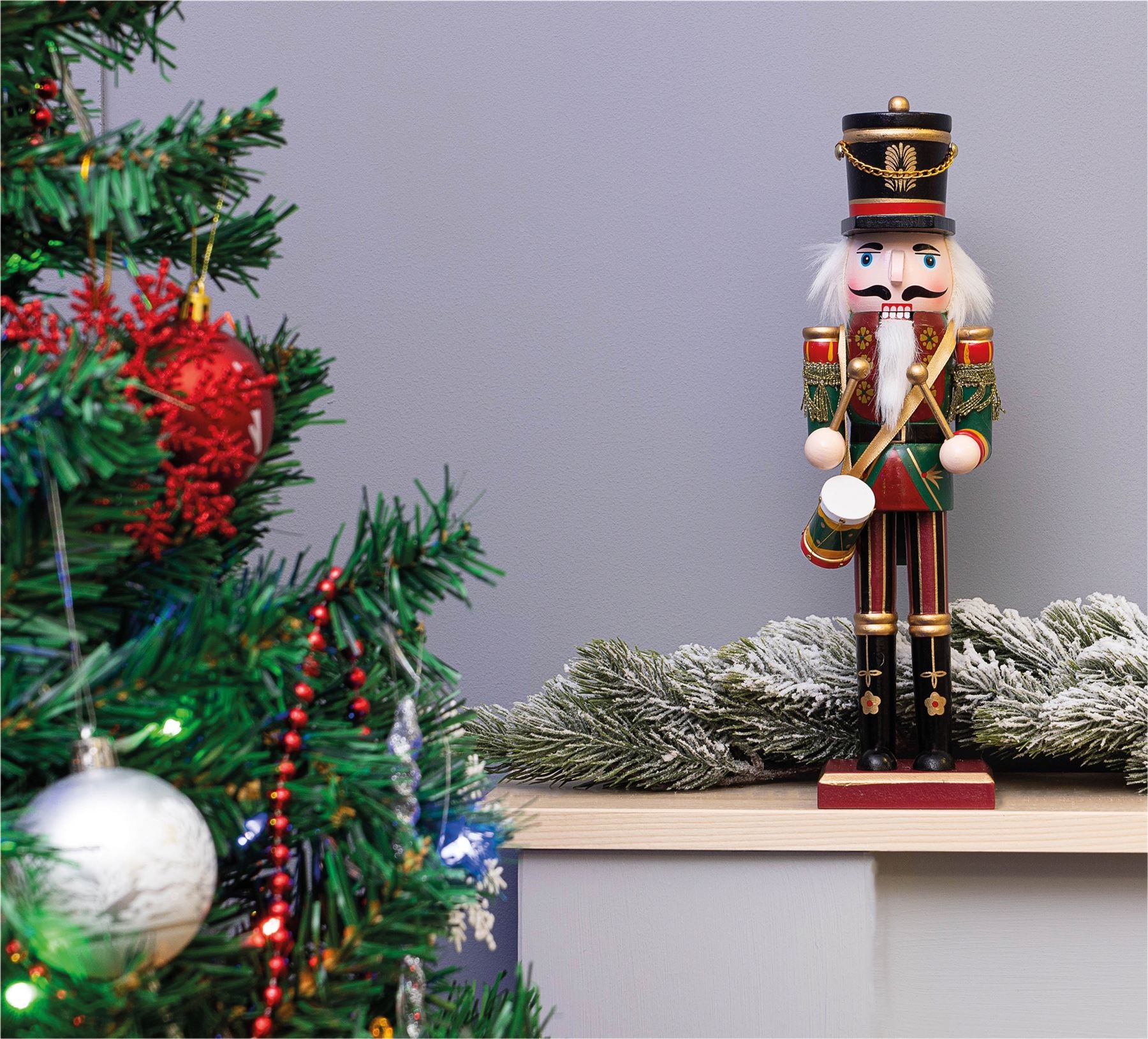 30cm Wooden Traditional Christmas Nutcracker Decoration with Drum