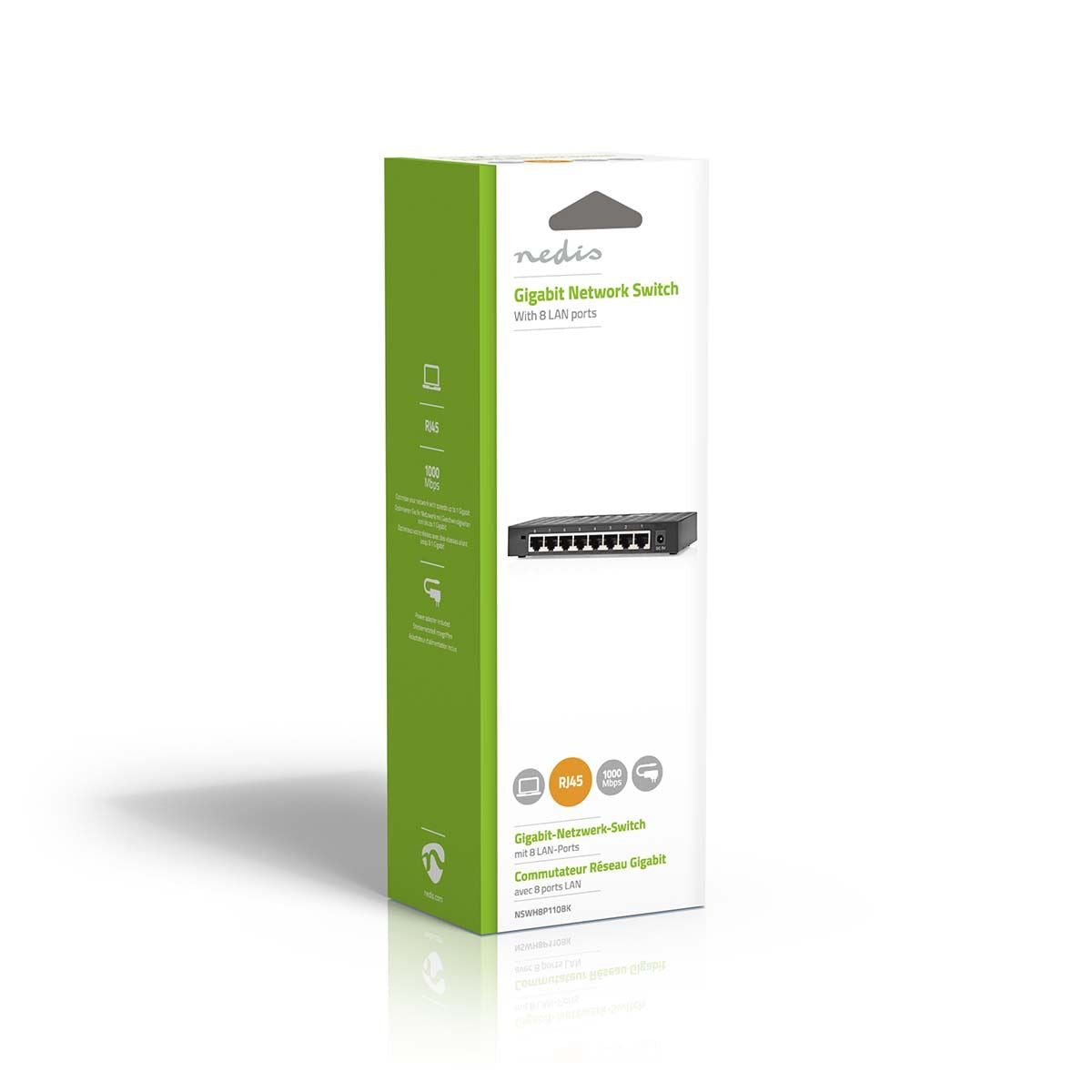 Nedis Network Switch | Wired speed: Gigabit | Number of ethernet ports: 8