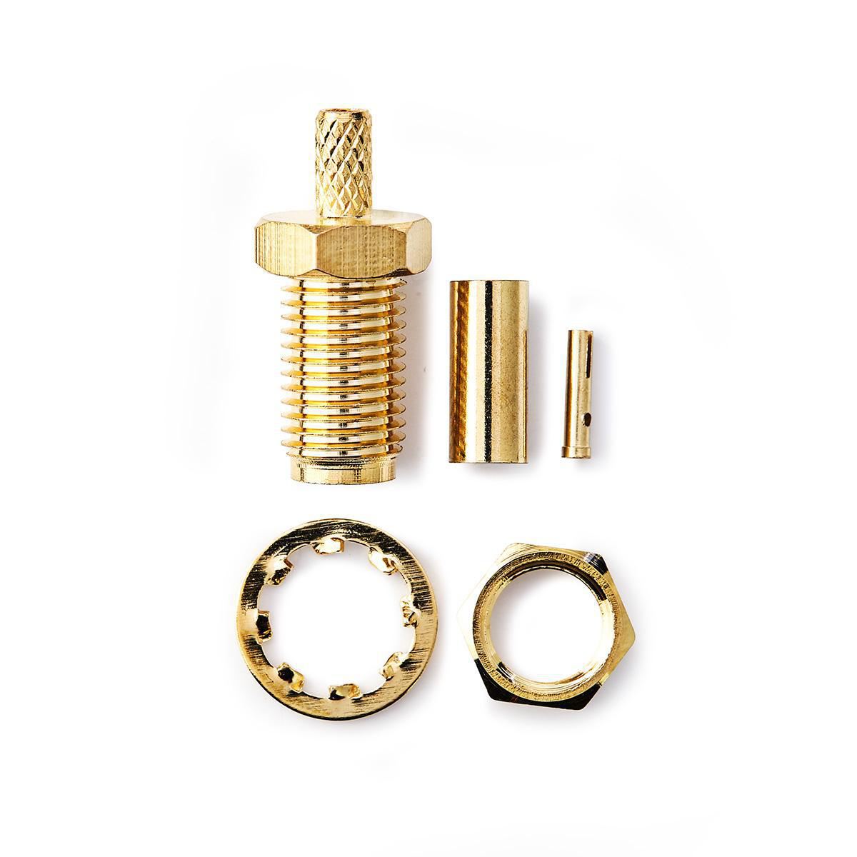 Nedis SMA Connector | Straight | Female | Gold Plated | 50 Ohm | Crimp | Cable input diameter: 2.55 mm | Metal | Gold | 2 pcs | Box
