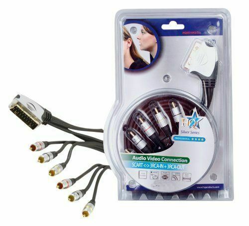 Pro Scart to 6 Phono RCA Lead AV in Out DVD Video TV TFT Audio Video Cable 1.5m