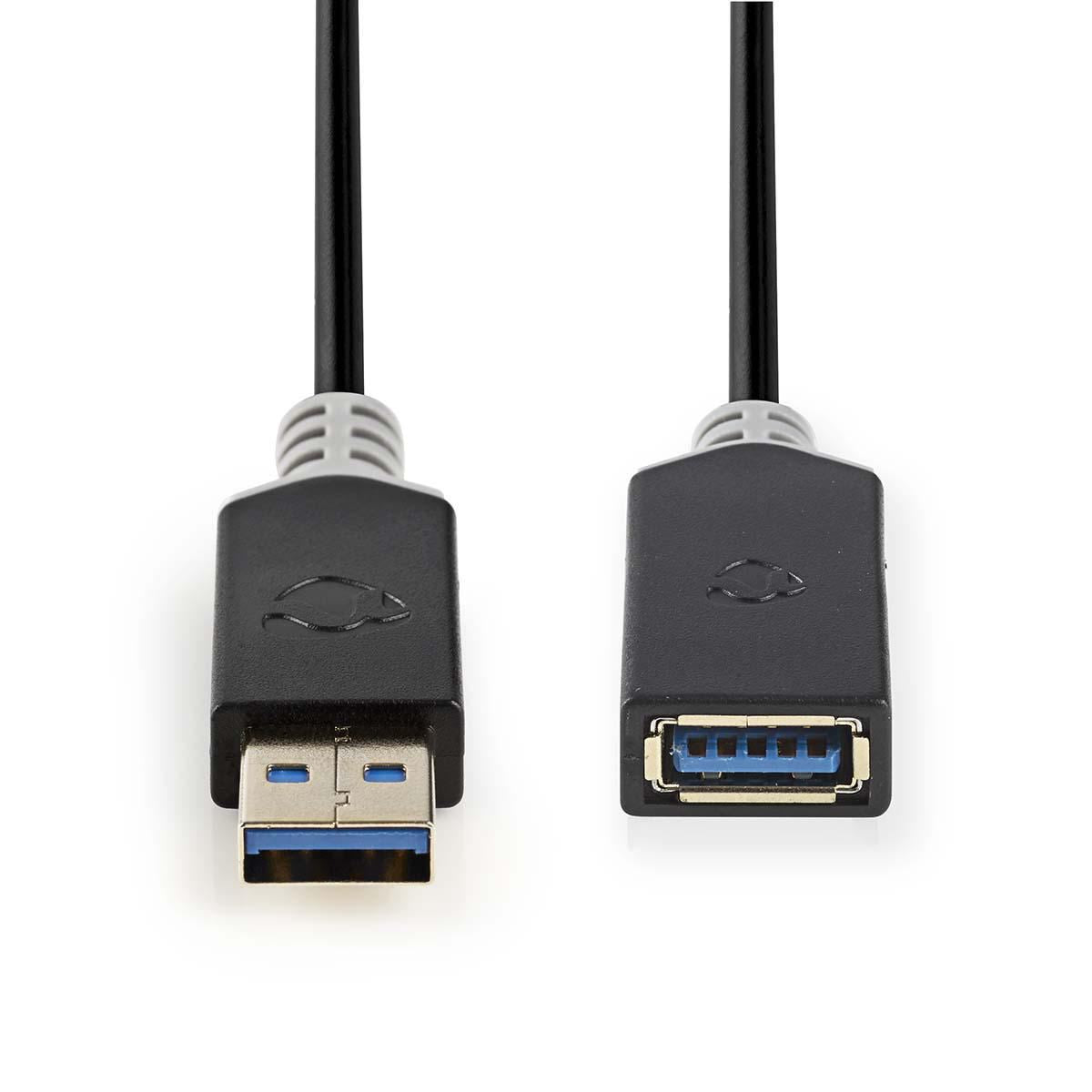 Nedis USB Cable | USB 3.2 Gen 1 | USB-A Male | USB-A Female | 5 Gbps | Gold Plated | 2.00 m | Round | PVC | Anthracite | Box