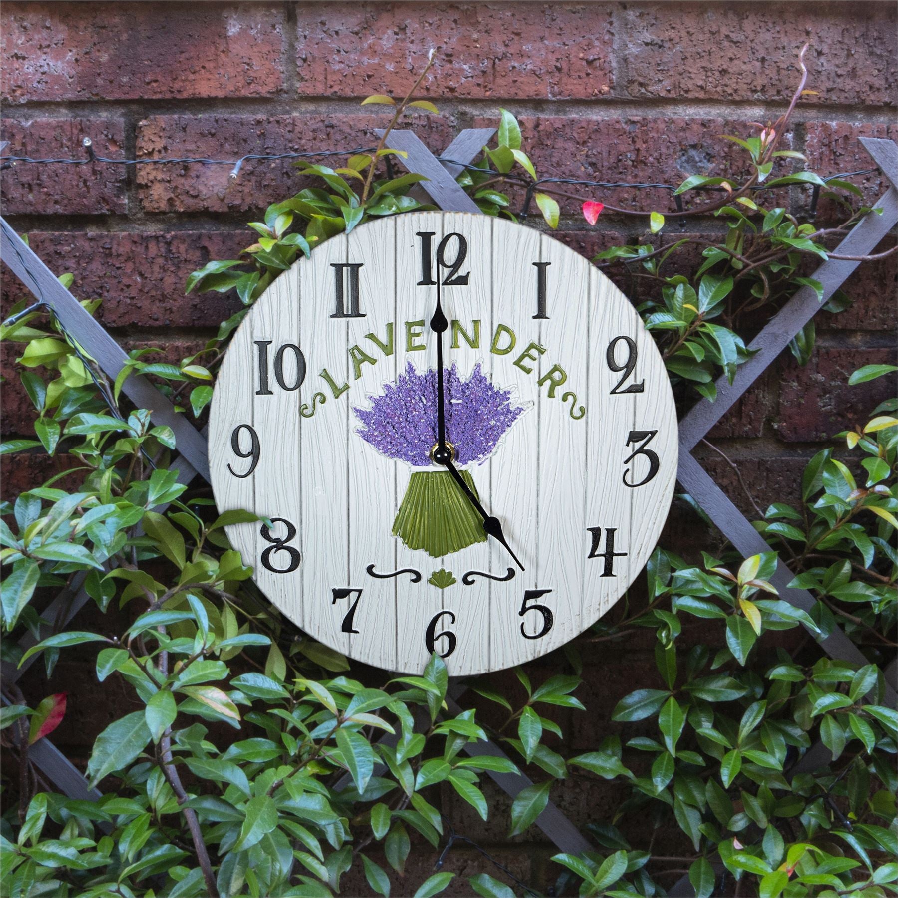 Lavender Design Outdoor/Indoor Wall Clock 27cm Round Analogue Battery Powered