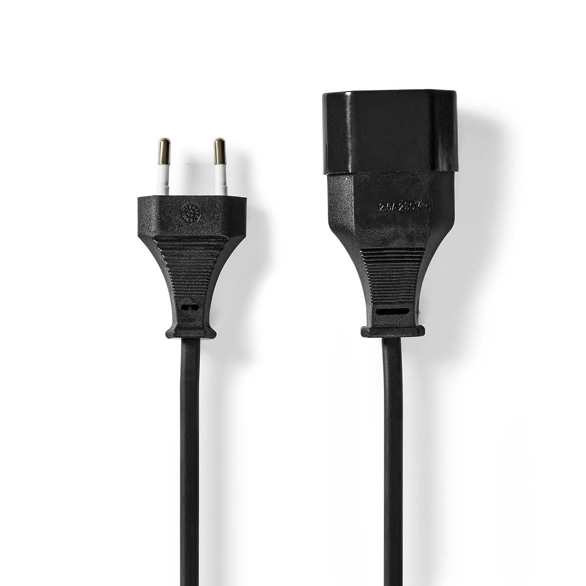 Nedis Power Extension Cable | EUR male | EUR Female| 2.0 m | Round | Black | Envelope