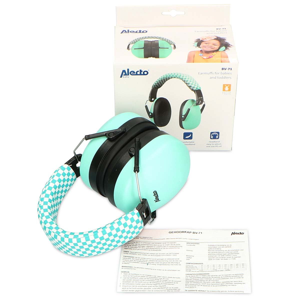 Alecto BV71 Kids Ear Defenders Children, Age 5-16, Certified 29dB, Adjustable Size, Noise Cancelling Headphones Kids, Ear Defenders Autism, Ear Muffs for Toddler, Boys, Girls, School - Green