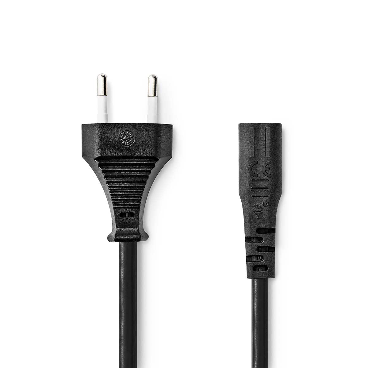 Nedis Power Cable | Euro Male | IEC-320-C1 | Straight | Straight | Nickel Plated | 2.00 m | Flat | PVC | Black | Box