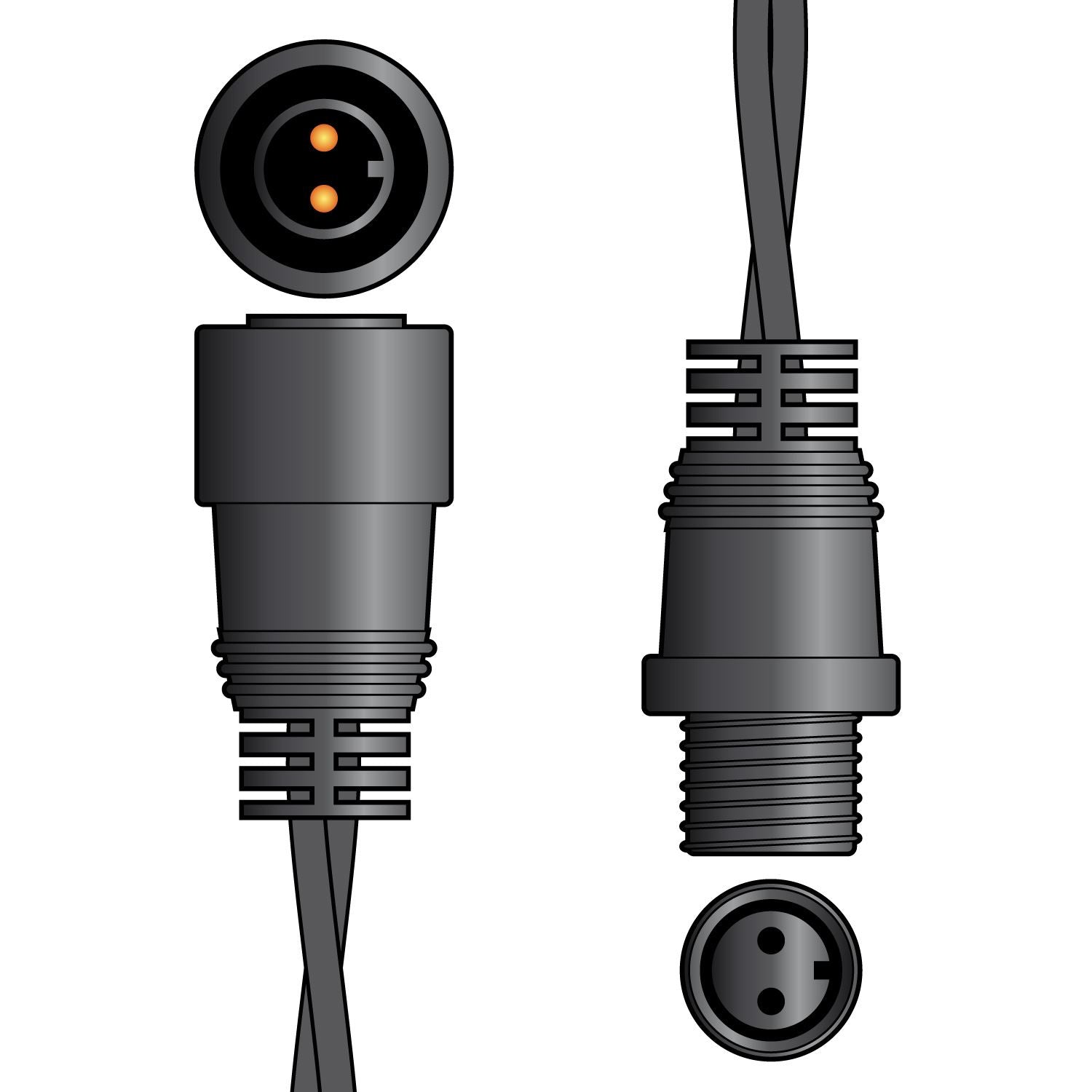 Lyyt Heavy Duty Lyyt-Link Outdoor String Light Rubber Extension 5m Cable (2 Pin)