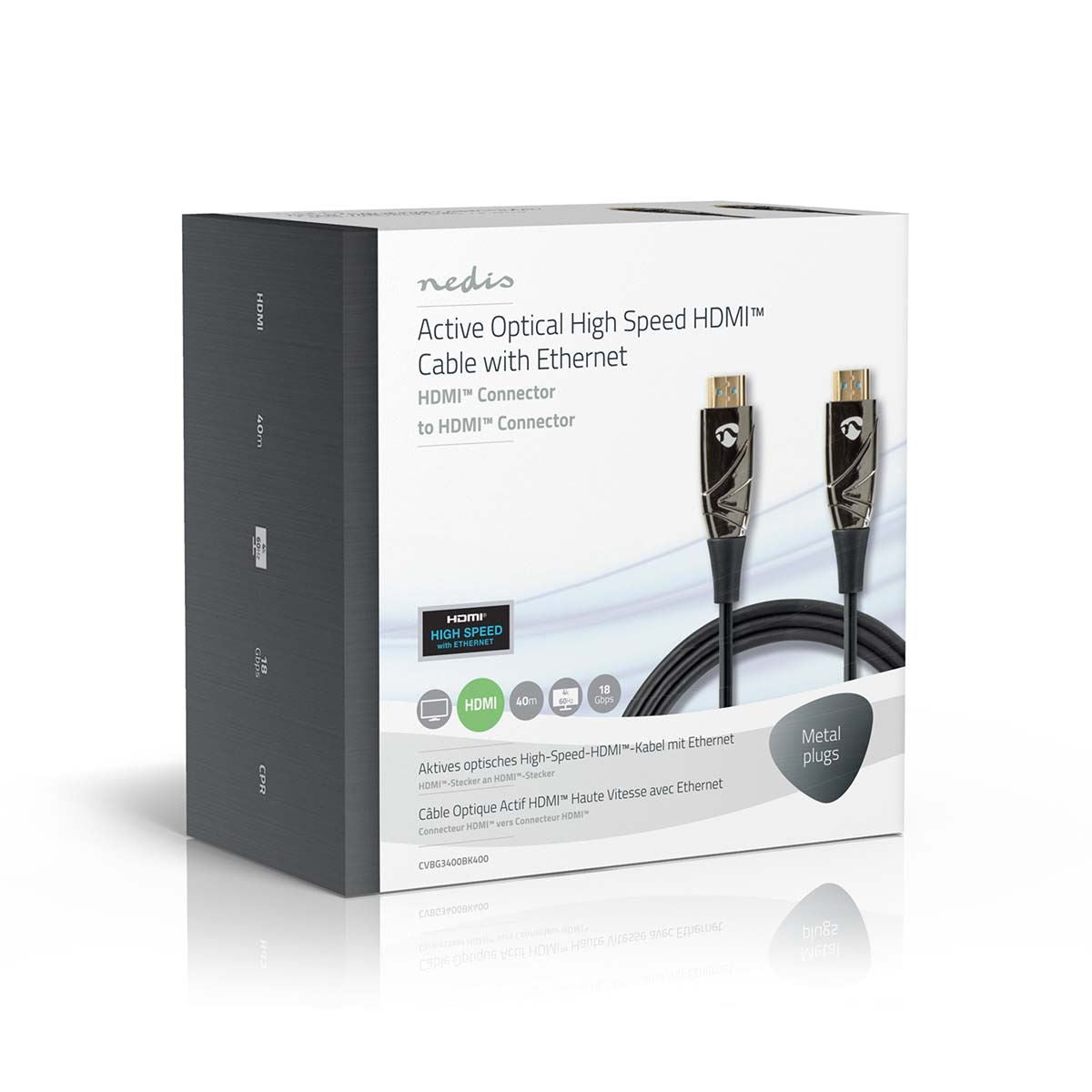 Nedis Active Optical High Speed HDMI™ Cable with Ethernet | HDMI™ Connector | HDMI™ Connector | 4K@60Hz | 18 Gbps | 40.0 m | Round | PVC | Black | Gift Box