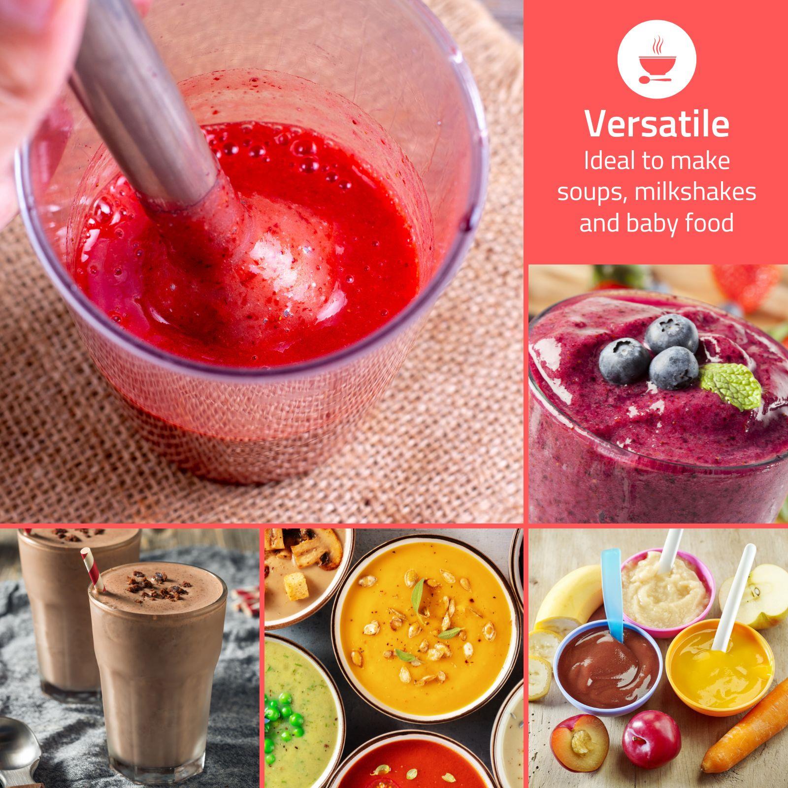 Nedis Hand Blender, 100W Cordless Handheld Stick Immersion Mixer with Stainless Steel Blades