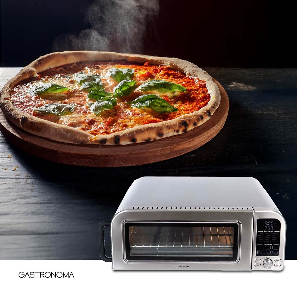Gastronoma Air Fryer Oven | 15-in-1 Presets Multifunctional Pizza Oven | Digital Touch Control Triple Glass Door Interior Light | 40-400°C Temp 18L Capacity Compact Design | 2 Year Warranty 2000W Stainless Steel