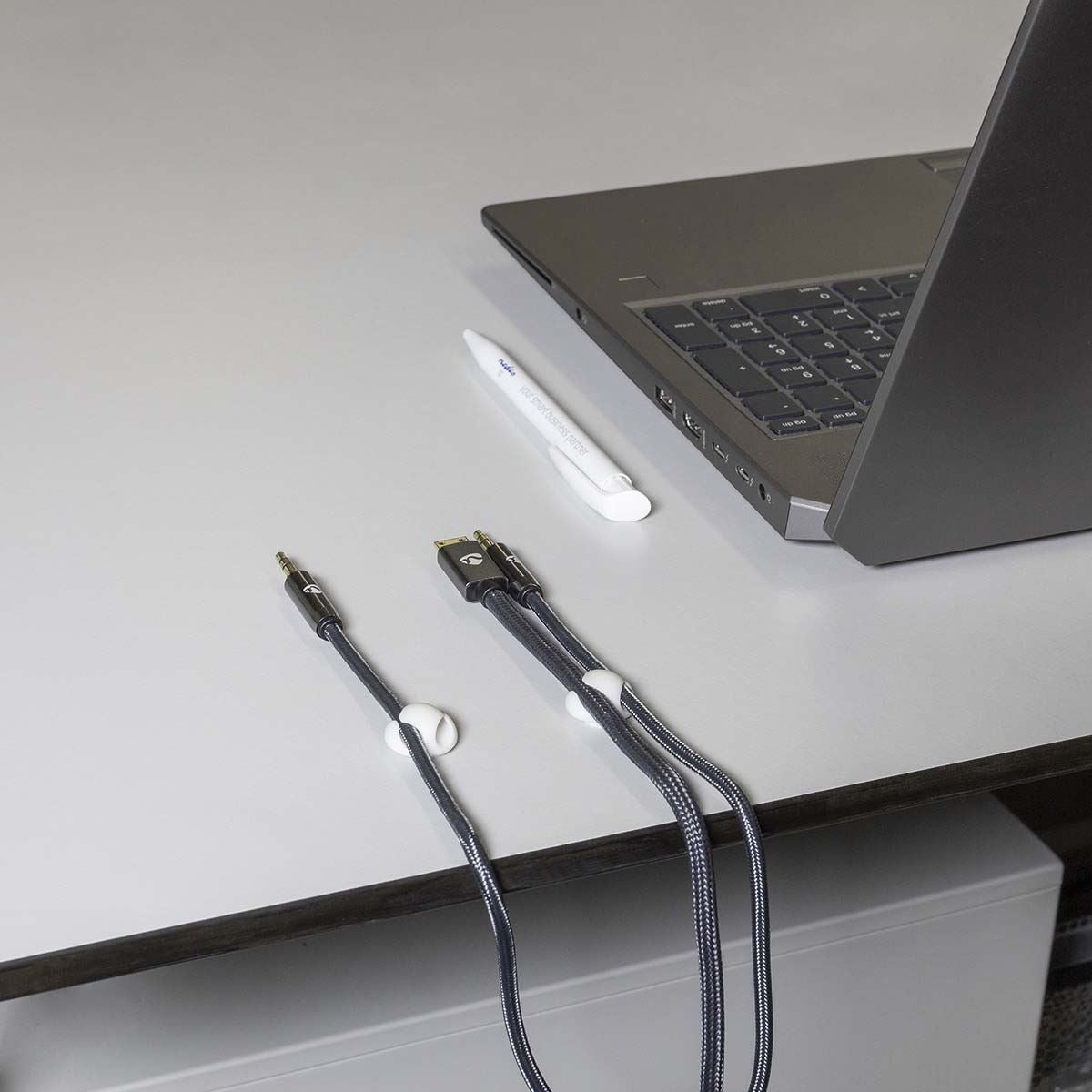 Nedis Cable Management | Cable Clip | Click and Go | 6 pcs | Number of slots: 2 Slots | Maximum cable thickness: 5.3 mm | TPE | White