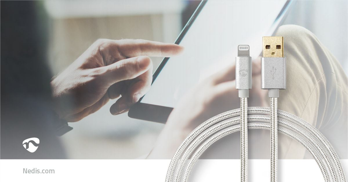 Nedis Lightning Cable | USB 2.0 | Apple Lightning 8-Pin | USB-A Male | 480 Mbps | Gold Plated | 1.00 m | Round | Braided / Nylon | Aluminium | Cover Window Box