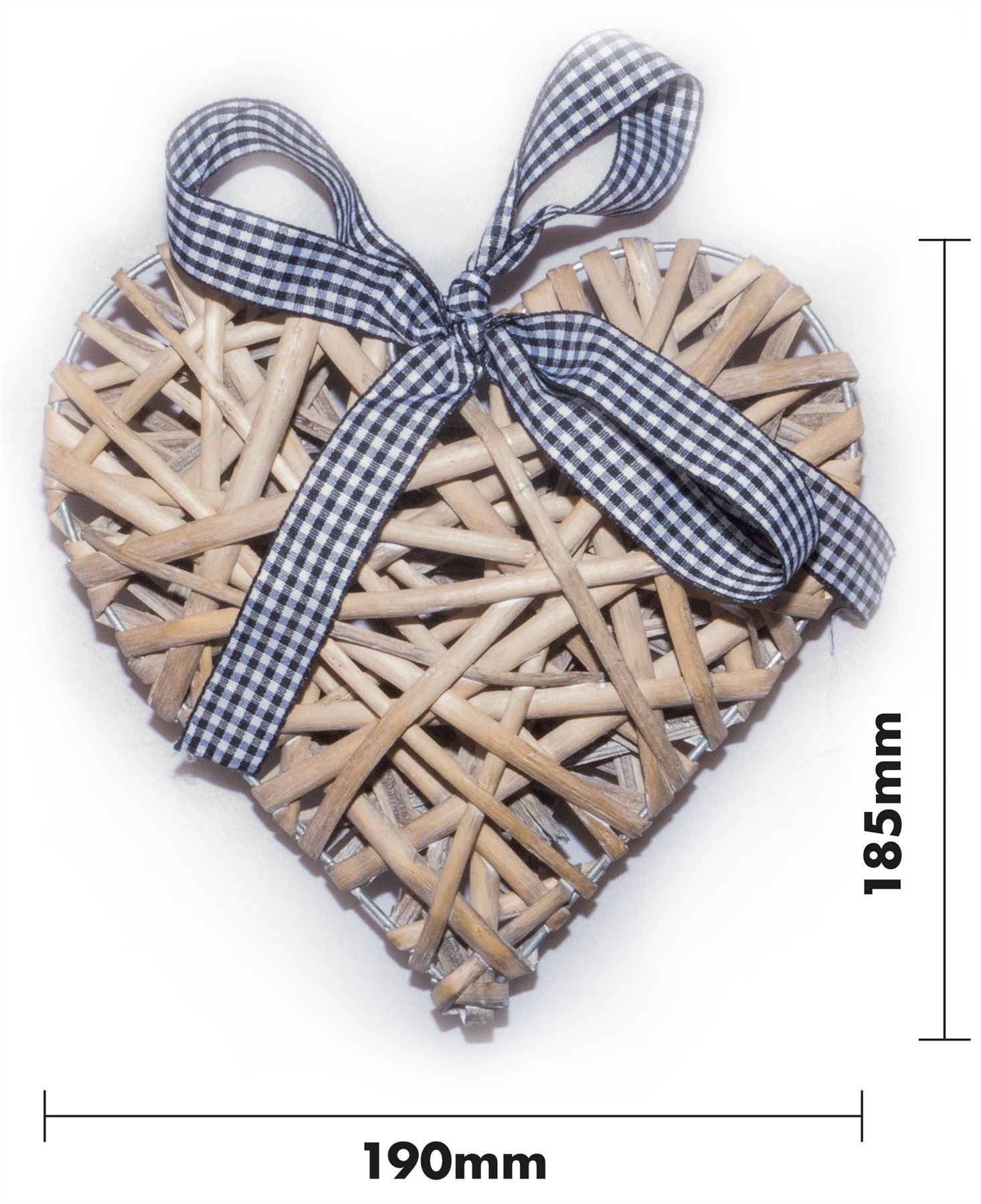 Woven Wicker Christmas Heart Rustic Hanging Decoration Light Grey