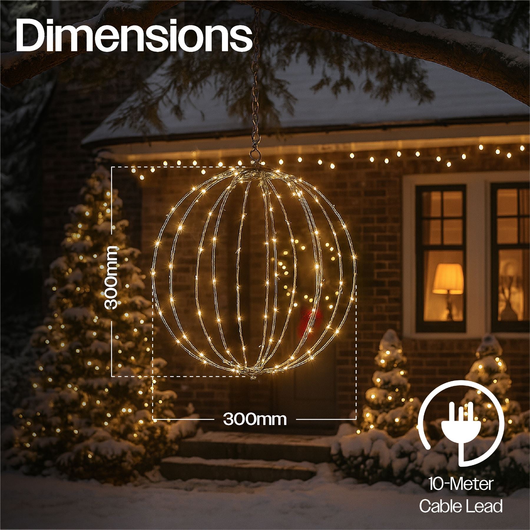 Outdoor 140 LED Copper Gold Hanging Sphere Light with Timer Power Supply and 10m Lead