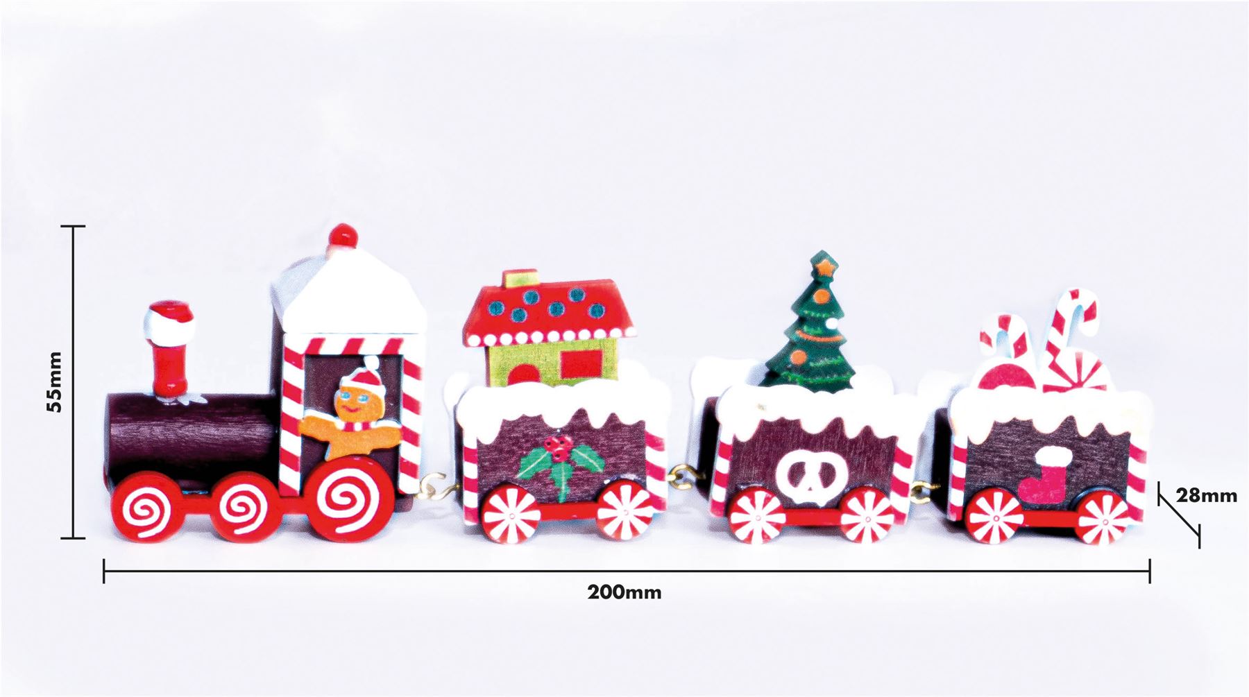 Wooden Christmas Pudding Train Set Decoration