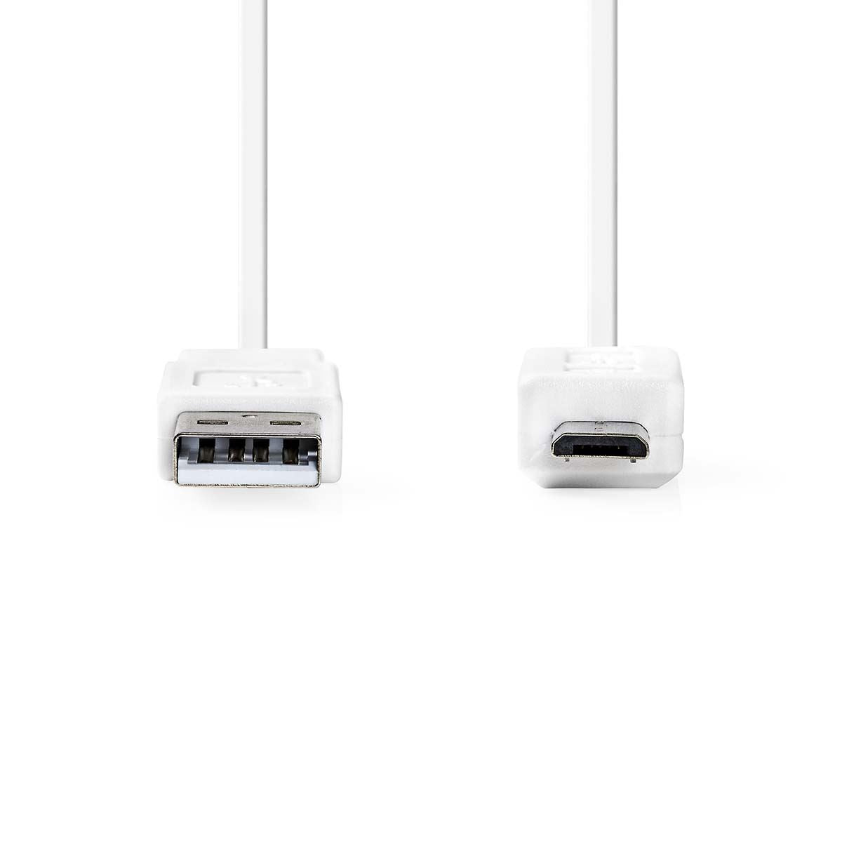 Nedis USB Cable | USB 2.0 | USB-A Male | USB Micro-B Male | 480 Mbps | Nickel Plated | 1.00 m | Flat | PVC | White | Envelope