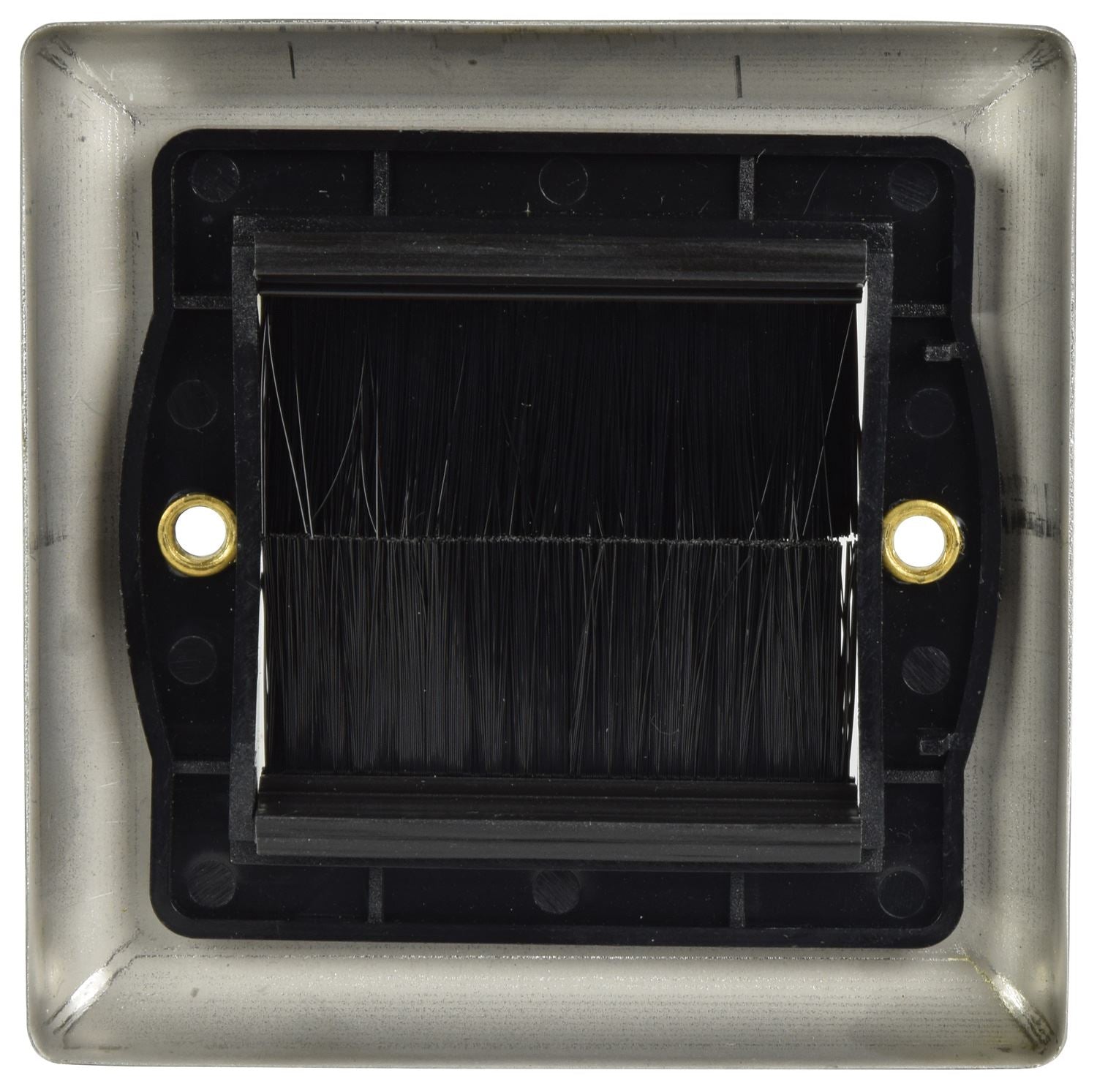 Av:link Brush Wall Plate, Single Gang Steel Flush Wall Mounted Faceplate for Outlets, Sockets and Tidy Wire and Cable - Steel