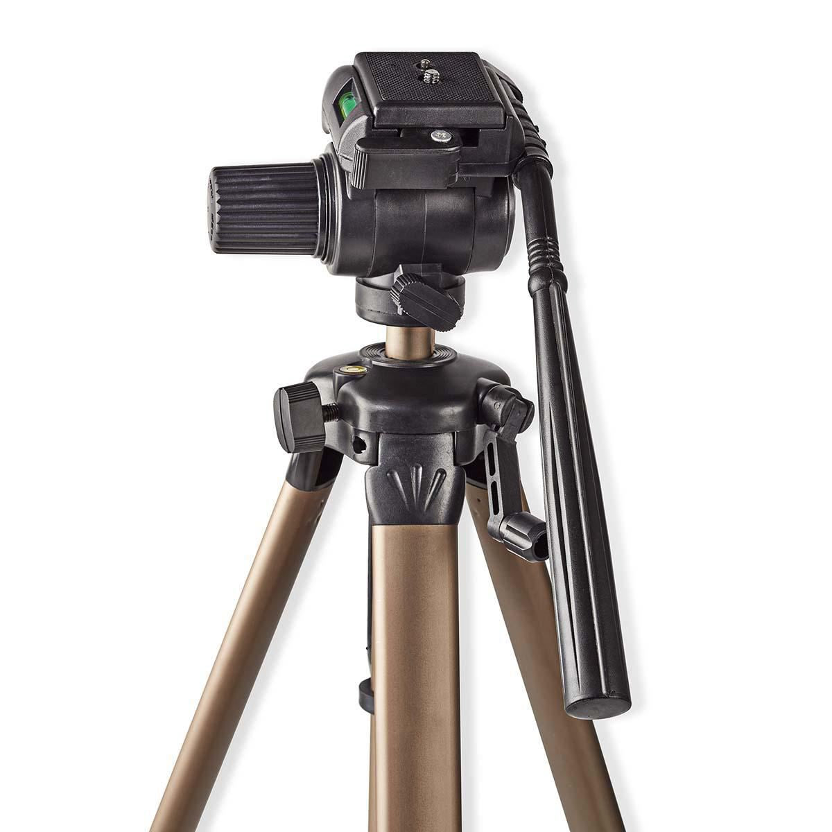 Nedis Tripod | Maximum load capacity: 4.0 kg | Minimum working height: 64.0 cm | Maximum working height: 161.0 cm | 2 Segments | Pan & Tilt | Travel bag included | ABS / Aluminium | Black / Bronze