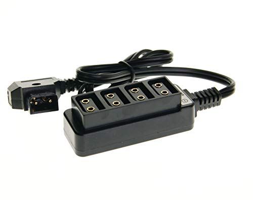 Ex-Pro D-Tap to 4 Port Splitter Cable, P-Tap Power Hub Adapter, 2 Pin Male to 4 Female D-Tap for Camera Rig & Photography Power