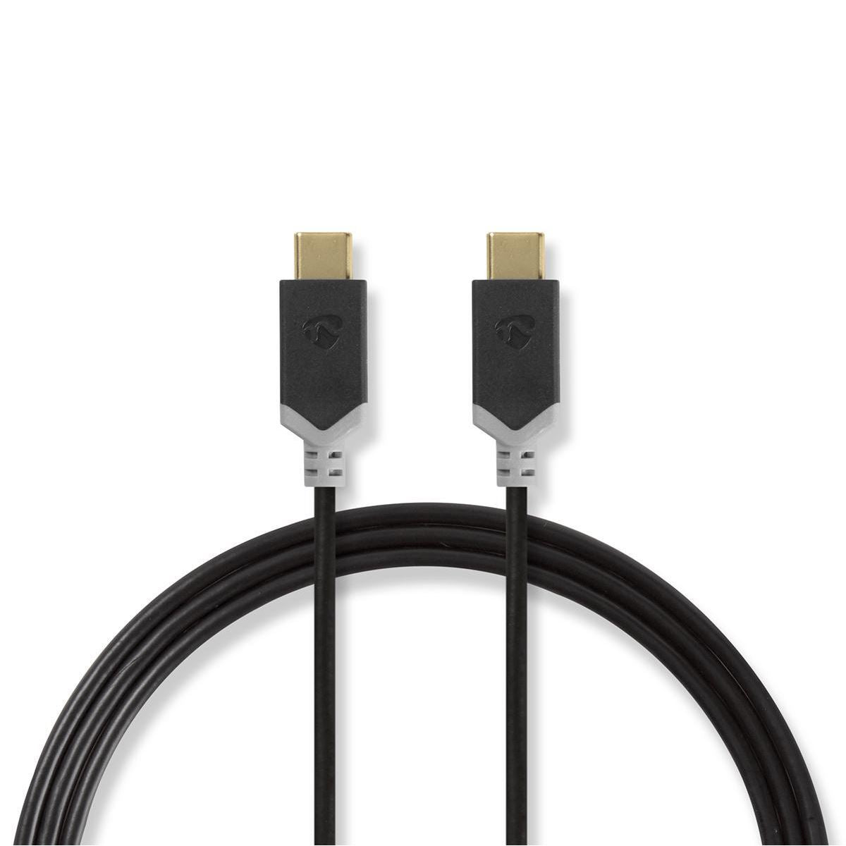 Nedis USB Cable | USB 3.2 Gen 1 | USB-C™ Male | USB-C™ Male | 60 W | 4K@60Hz | 5 Gbps | Nickel Plated | 1.00 m | Round | PVC | Anthracite | Window Box