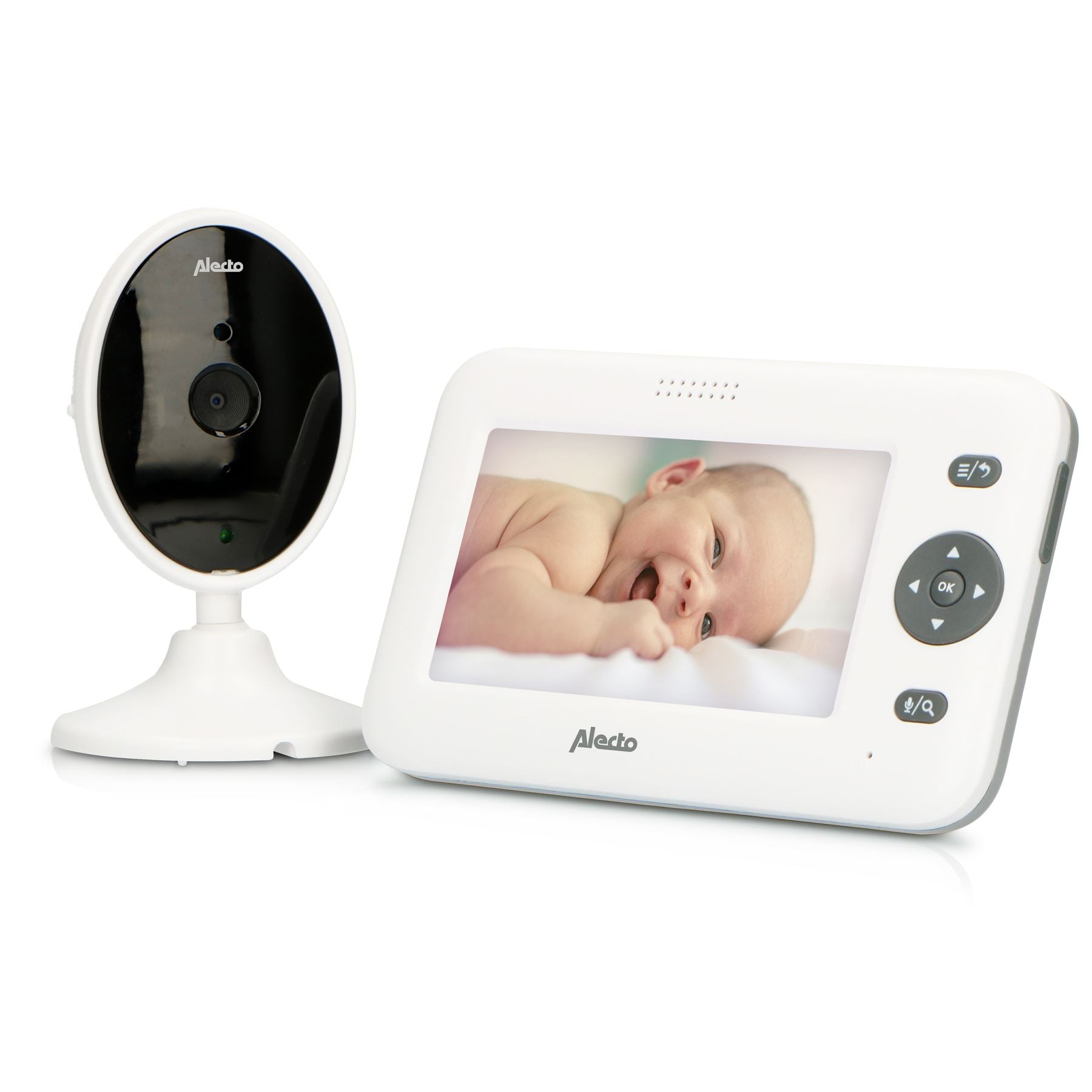 Alecto DVM-140 Video Baby Monitor with Camera, 4.3" Inch No Wifi Baby Monitor, Temperature, Night Vision, Lullaby, Two-Way Audio - White