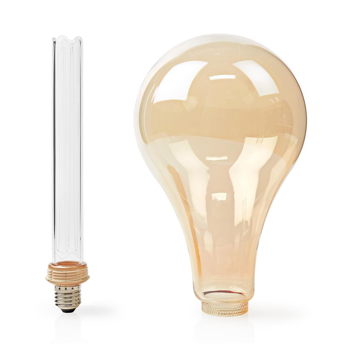 Nedis LED Filament Bulb E27, PS165 Retro Deco Amber Gold Glass, 4W, 1800K Extra Warm White, Dimmable, Replace 40W Incandescent