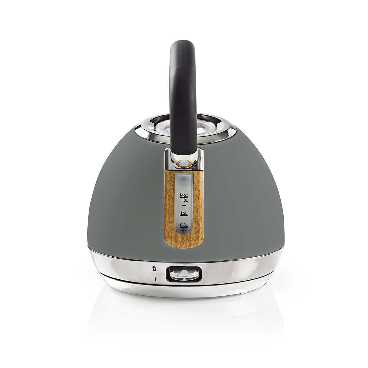 Nedis Electric Kettle | 1.8 l | Soft-Touch | Grey | Rotatable 360 degrees | Concealed heating element | Strix® controller | Boil-dry protection