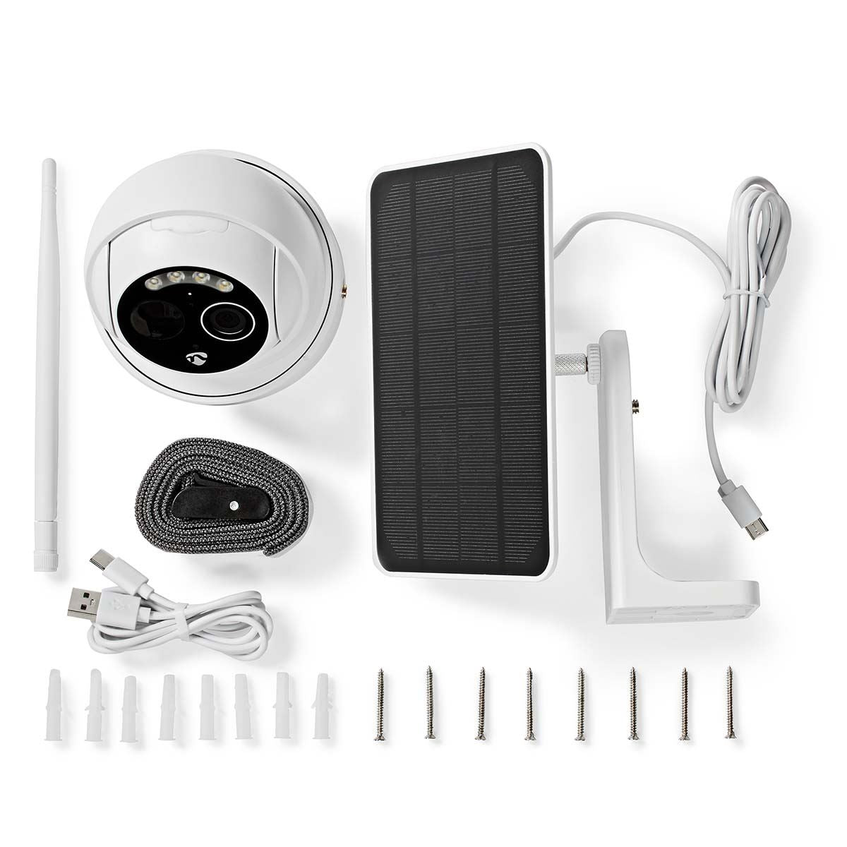 Nedis SmartLife Outdoor Camera HD CCTV PTZ Security WiFi Solar Battery Powered, 100% Wireless Operation