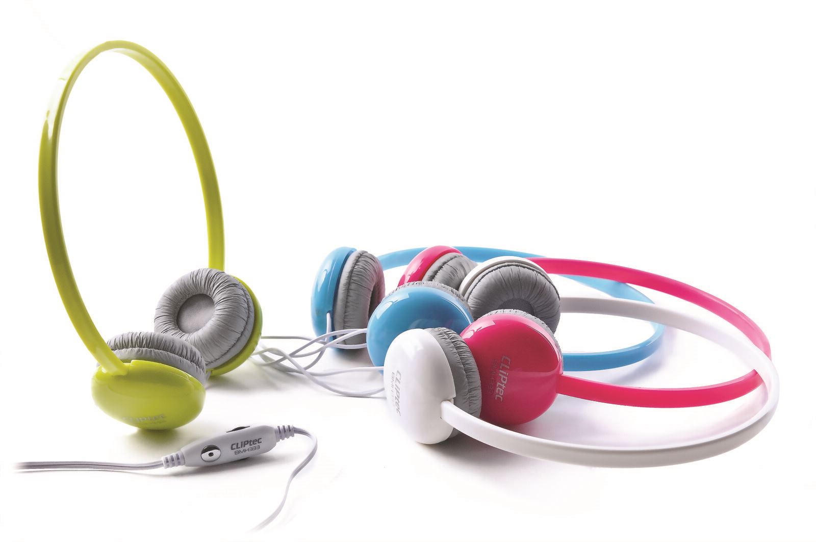 CLiPtec Kids Bright Stereo Multimedia Headphones with inline Mic for Gaming, Chat, Music and more - Pink