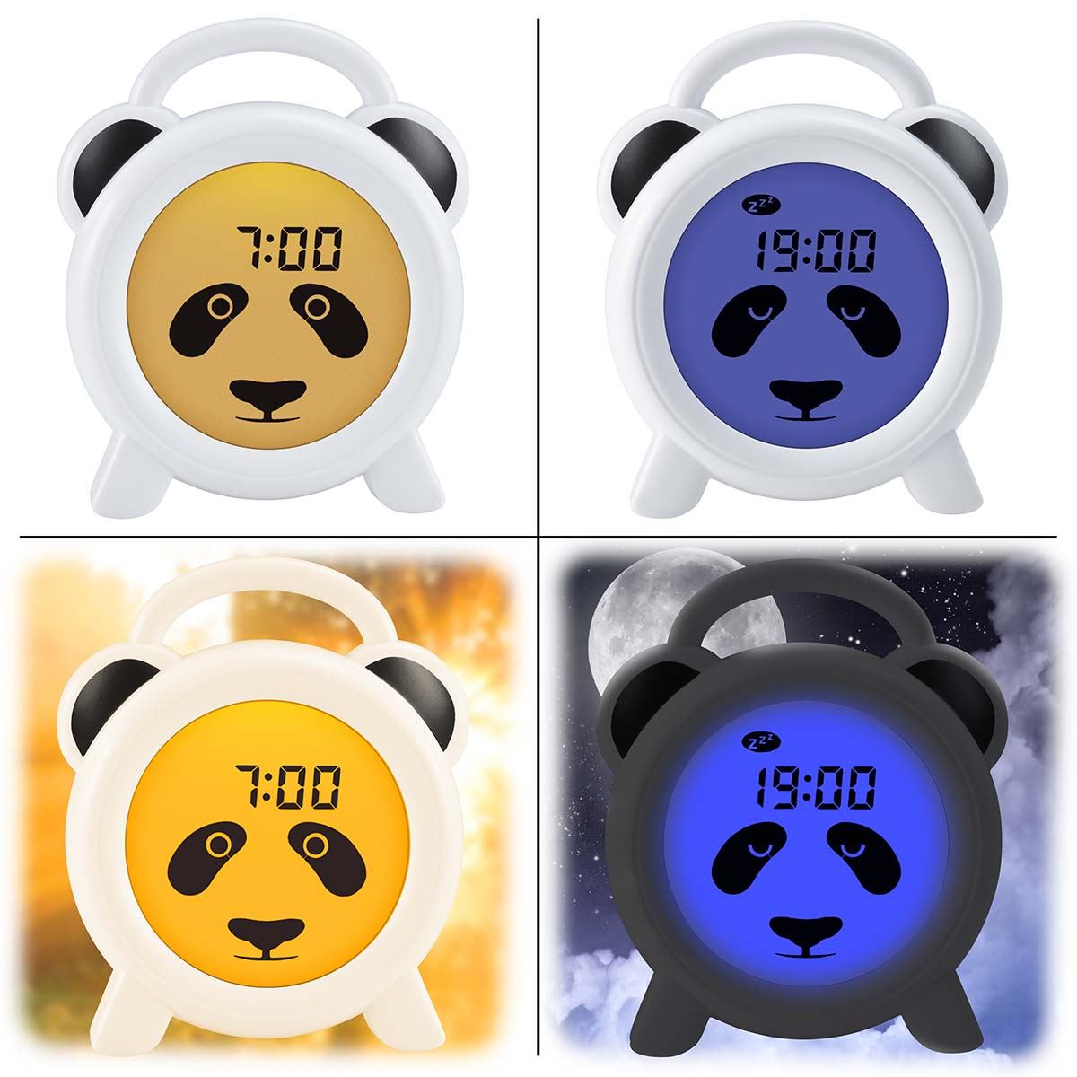 Alecto Childrens Sleep Trainer & Night Lamp Light / Alarm Clock Paula the Panda - White