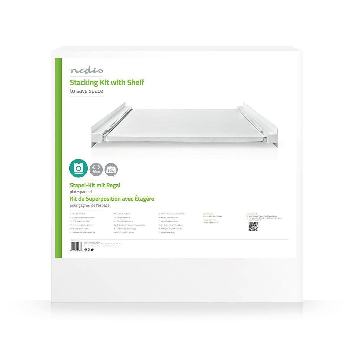 Nedis Universal Stacking Kit for Washing Machine & Dryer with Pull-out shelf | White