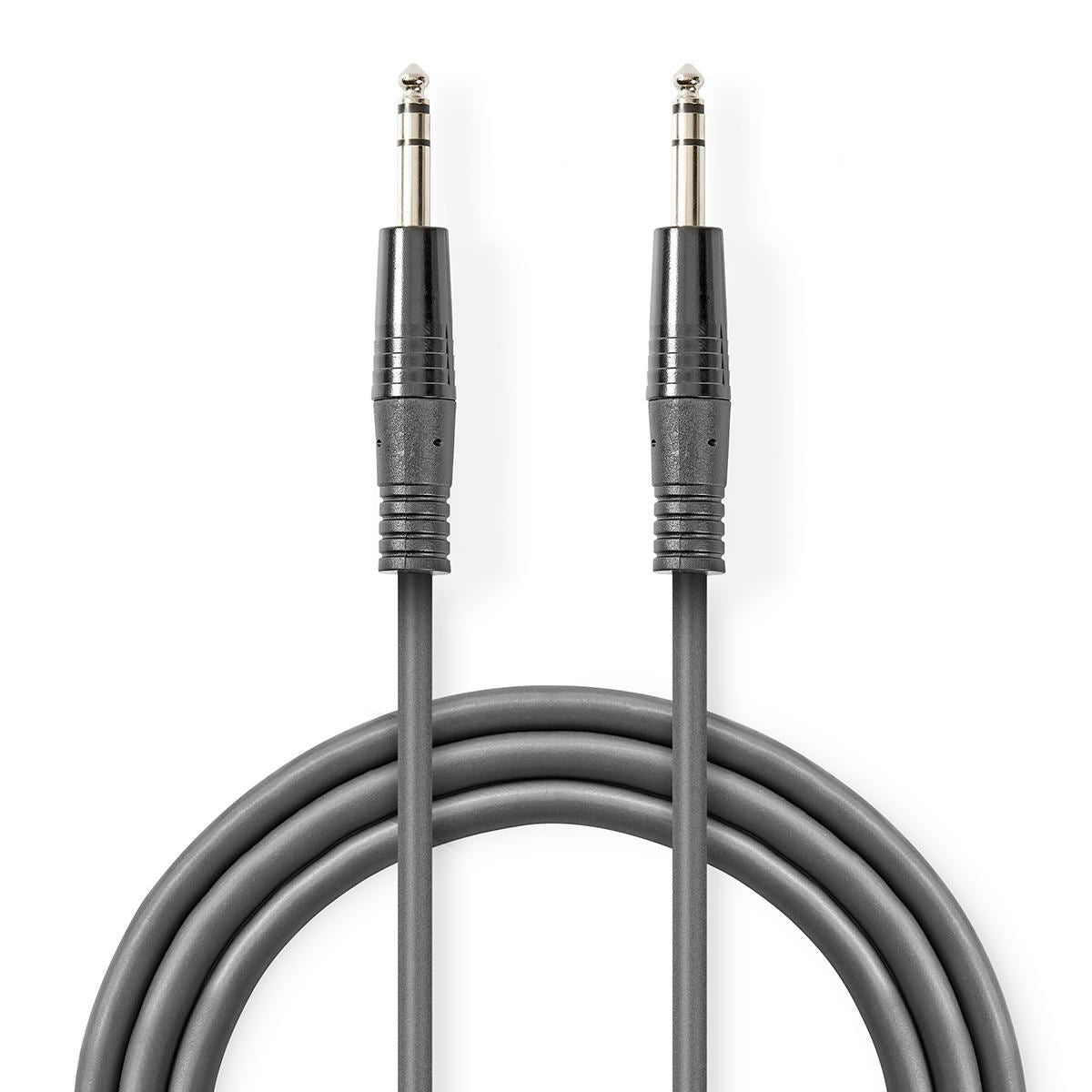Nedis Stereo Audio Cable | 6.35 mm Male | 6.35 mm Male | Nickel Plated | 5.00 m | Round | Dark Grey | Carton Sleeve