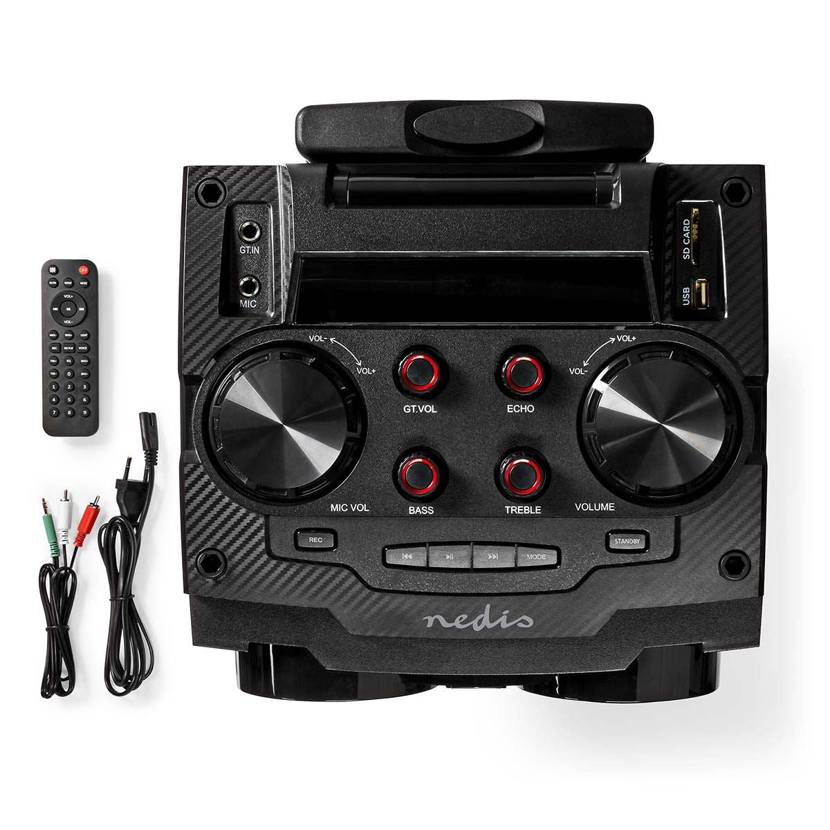 Nedis Bluetooth® Party Speaker | Maximum battery play time: 6.5 hrs | 120 W | Carrying handle | Party lights | Equalizer | Black