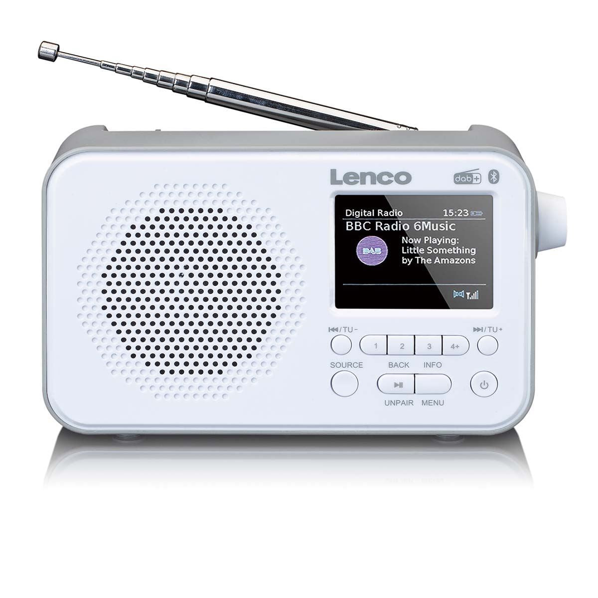 Lenco Portable DAB+ FM Radio with Bluetooth® Speaker | 2.4" TFT LCD Display | White