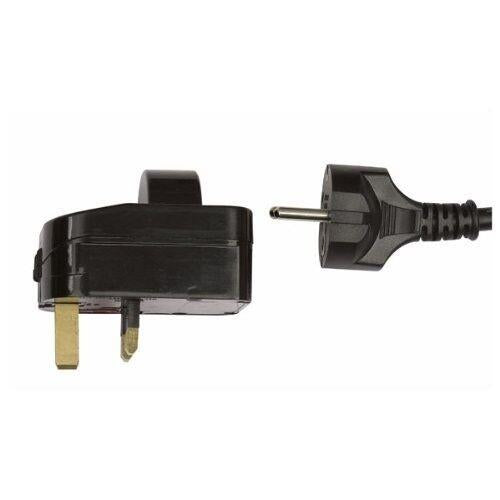 Euro Plug Converter 2 Pin Schuko SCP Plug to Fused 3 Pin UK Mains 10A Black