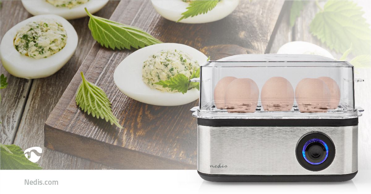 Nedis Compact Electric Egg Cooker Boiler Poacher, 500W, for up to 8 Eggs