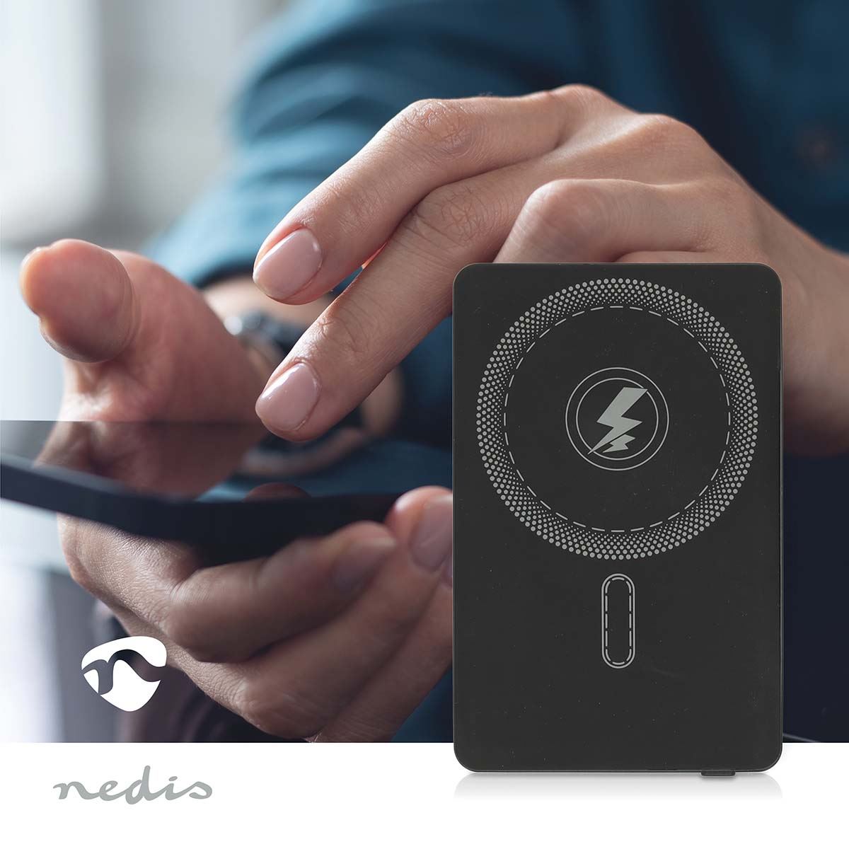 Nedis Magnetic Wireless Powerbank 5000 mAh | 1.67 / 2.22 / 3.0 A | Output connection: 1x USB-C™ | Input connection: 1x USB-C™ | PD3.0 20W | Lithium-Polymer