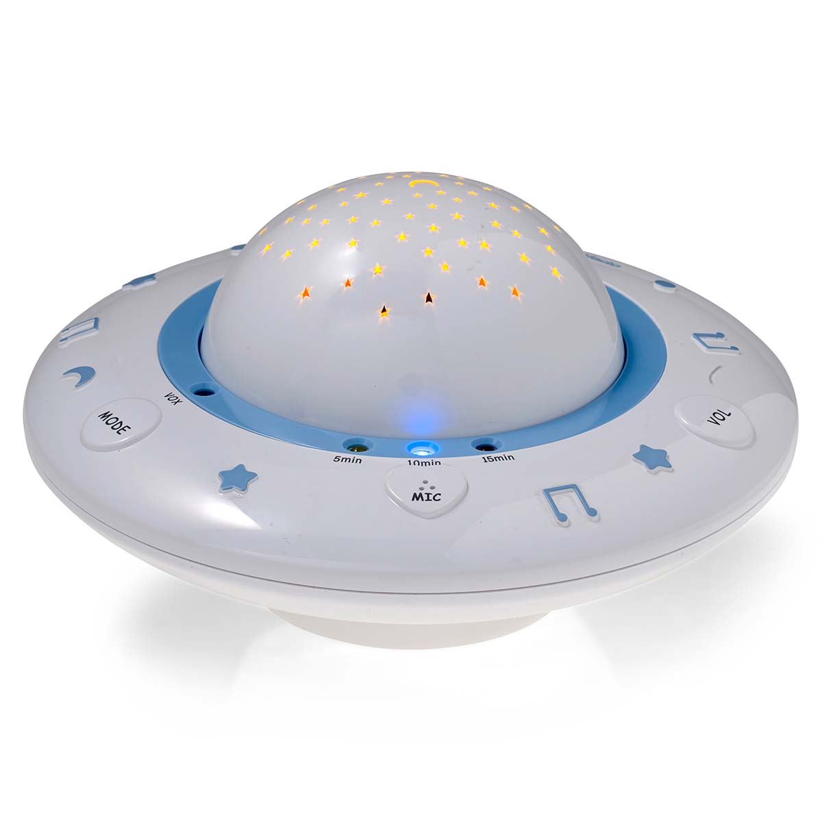 Alecto Starry Sky Nusery Projector with Adjustable Play Time | Voice Activated | Music & Light | White / Blue