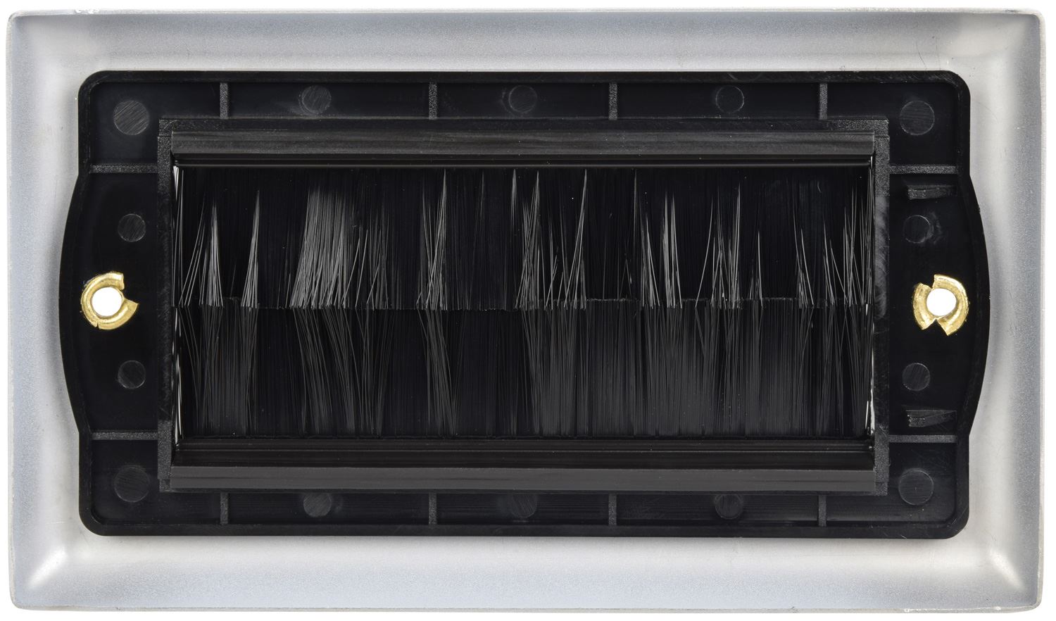 Av:link Brush Wall Plate, Double Gang Steel Flush Wall Mounted Faceplate for Outlets, Sockets and Tidy Wire and Cable - White