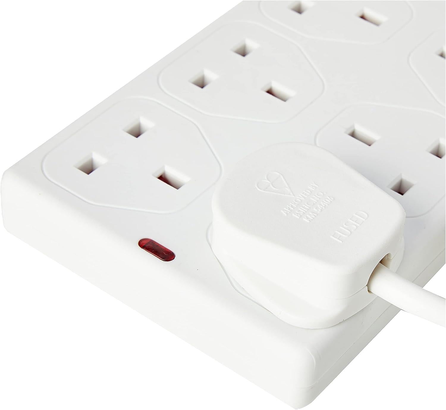8 Gang 5m Mains Extension Lead Socket 13A - White