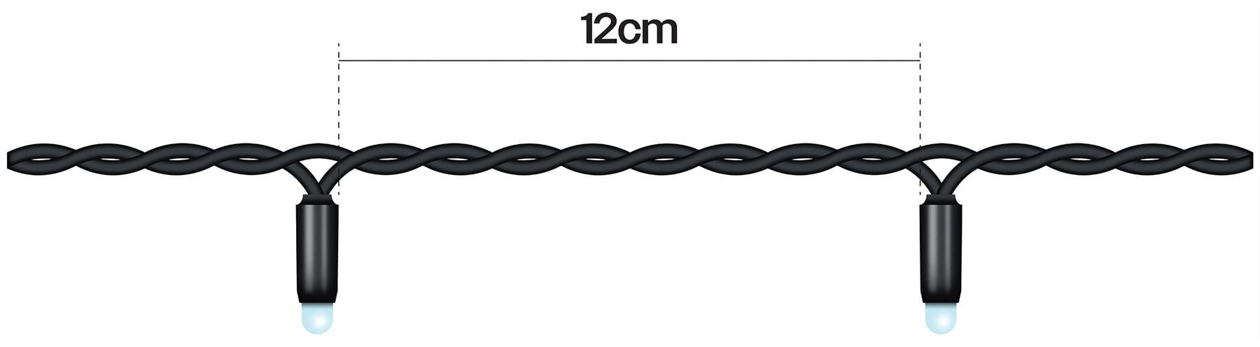 5m Easy-Connect Cool White 40 LED String Lights With Interconnectable Black Rubber Cable