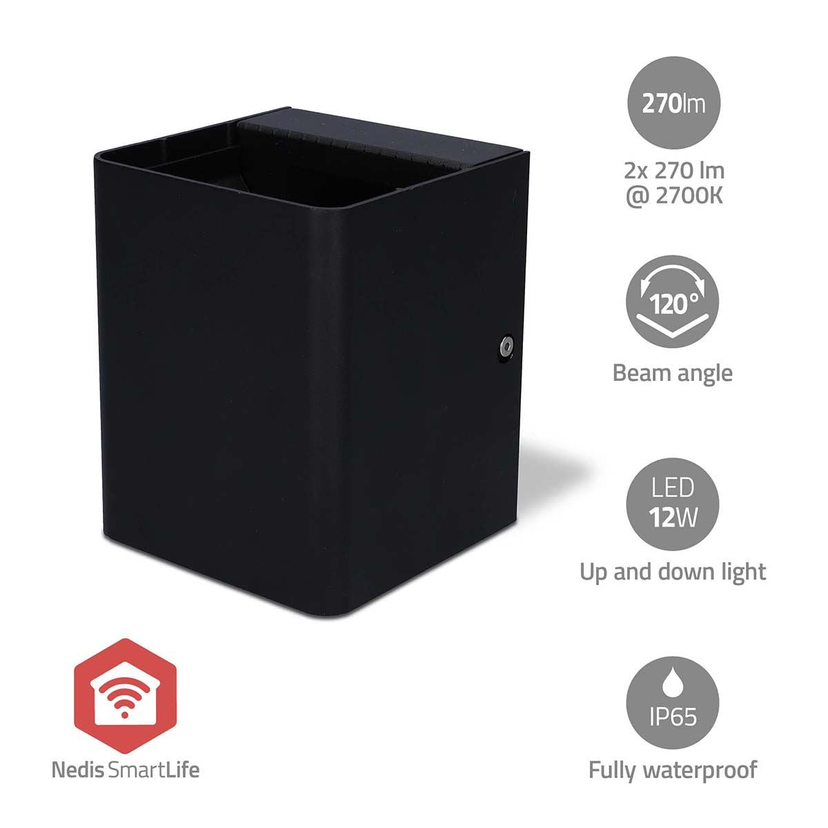 Nedis SmartLife Smart Zigbee Outdoor Wall Light with Up and Down Lights, Warm White and RGB Colours, Energy Efficient, IP65, Compatible with Amazon Alexa and Google Home