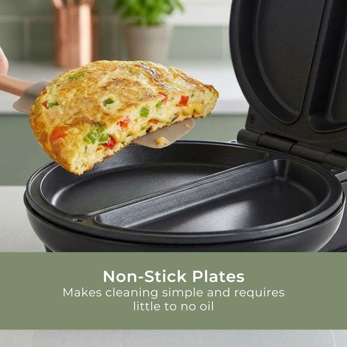 MELISSA Deep Fill Omelette Maker, Dual Non-Stick Plates, Electric 750W Omelette Cooker, Fast, Fluffy Homemade Omelettes – Compact & Easy Clean Breakfast Appliance