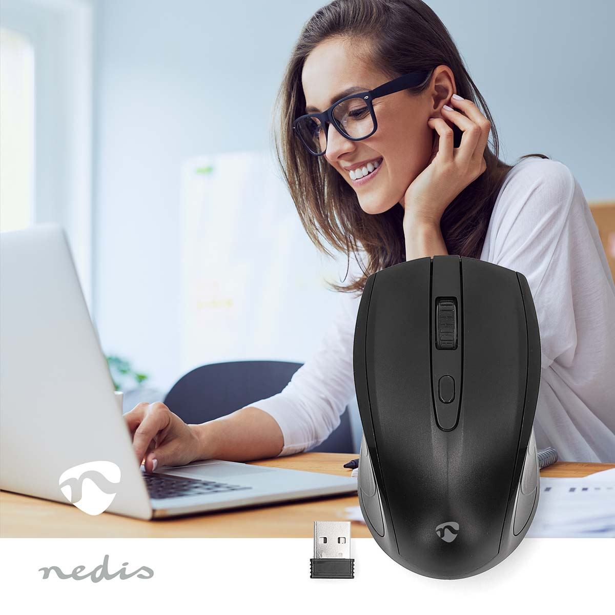Nedis Mouse | Wireless | 800 / 1200 / 1600 dpi | Adjustable DPI | Number of buttons: 4 | Both Handed